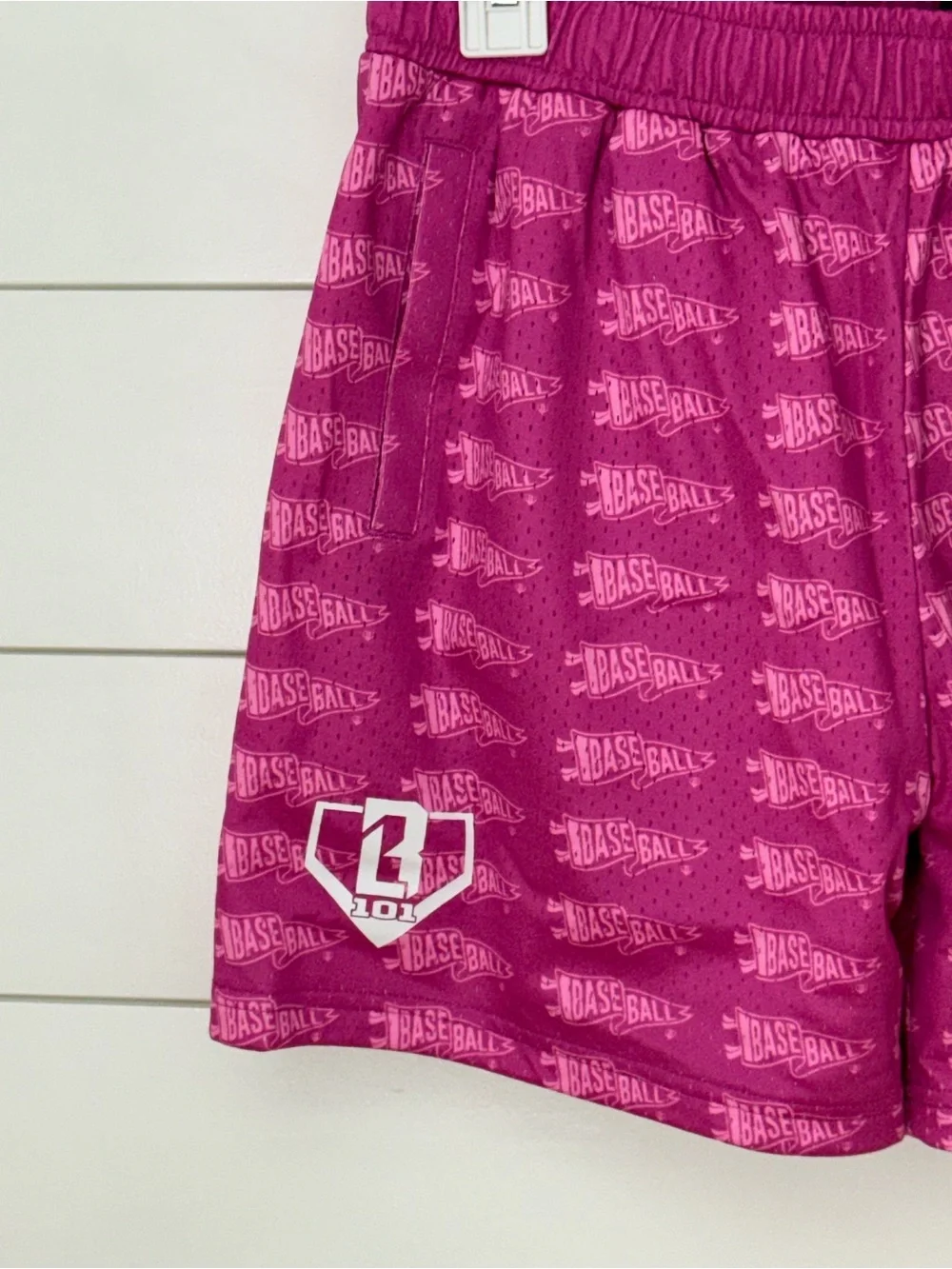 Magenta Kids Athletic Shorts with BAS Graphic
